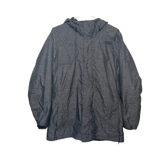 The North Face Womens Gray Heathered Waterproof Hooded HyVent Jacket L - Picture 1 of 9